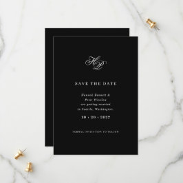 Elegantes Script Monogram QR Code Foto Hochzeit Save The Date