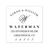 Elegantes Script Monogram | RÜCKSENDEADRESSE Permastempel (Design)