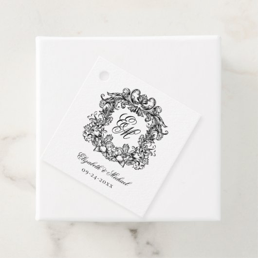 Elegantes Script Monogram Wappen Hochzeit Geschenkanhänger (Beispiel)