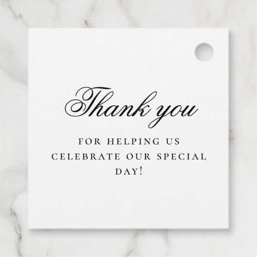 Elegantes Script Monogram Wappen Hochzeit Geschenkanhänger (Rückseite)