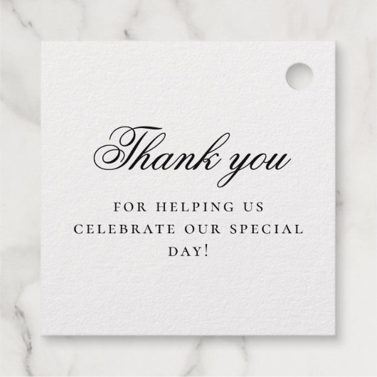 Elegantes Script Monogram Wappen Hochzeit Geschenkanhänger (Rückseite)