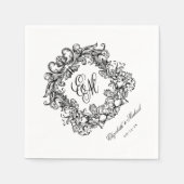 Elegantes Script Monogram Wedding Wappen Serviette (Vorderseite)