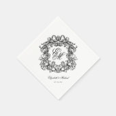 Elegantes Script Monogram Wedding Wappen Serviette (Ecke)