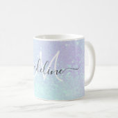 Elegantes Script Monogrammmed Pastel Opal Kaffeetasse (VorderseiteRechts)