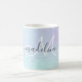 Elegantes Script Monogrammmed Pastel Opal Kaffeetasse (Mittel)