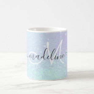 Elegantes Script Monogrammmed Pastel Opal Kaffeetasse