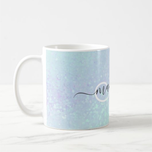 Elegantes Script Monogrammmed Pastel Opal Kaffeetasse (Links)