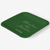 Elegantes Script Moss Green Wedding Pappteller (Gewinkelt)
