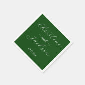 Elegantes Script Moss Green Wedding Serviette (Ecke)