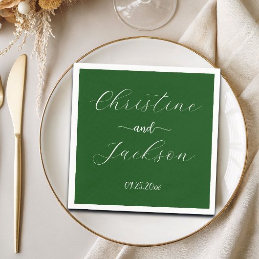 Elegantes Script Moss Green Wedding Serviette