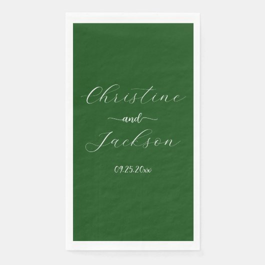 Elegantes Script Moss Green Wedding Serviette (Vorderseite)