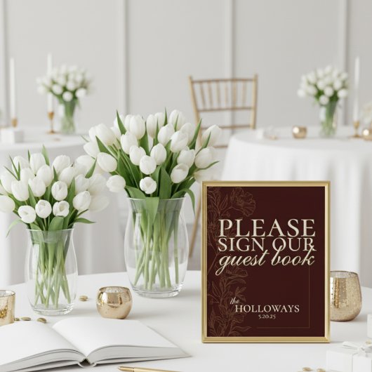 Elegantes Script Mousse Brown Wedding Gästebuch Acrylschild