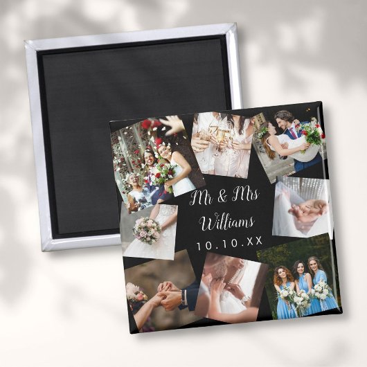 Elegantes Script Mr. Wedding Foto Collage Magnet