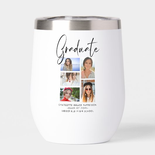 Elegantes Script Multi Foto Abschluss Graduate (Rückseite)