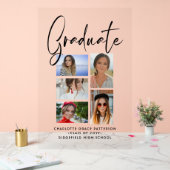 Elegantes Script Multi Foto Abschluss Graduate Acrylschild (Hochzeit)