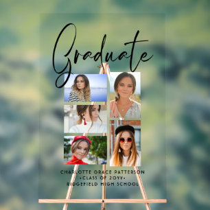 Elegantes Script Multi Foto Abschluss Graduate Acrylschild
