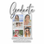 Elegantes Script Multi Foto Abschluss Graduate Aufkleber (Vorderseite)