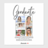 Elegantes Script Multi Foto Abschluss Graduate Aufkleber (Blatt)
