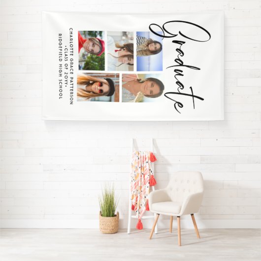 Elegantes Script Multi Foto Abschluss Graduate Banner (Insitu)