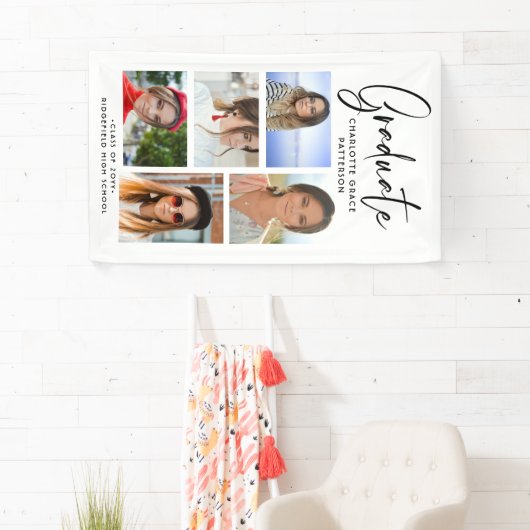 Elegantes Script Multi Foto Abschluss Graduate Banner (Insitu)