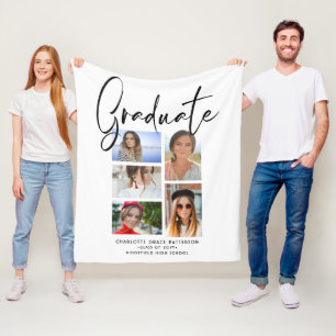 Elegantes Script Multi Foto Abschluss Graduate Fleecedecke