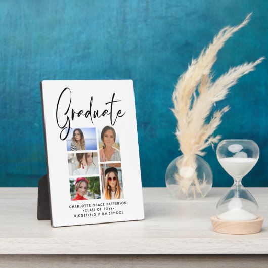 Elegantes Script Multi Foto Abschluss Graduate Fotoplatte (Seite)