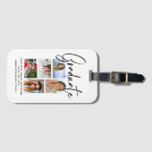 Elegantes Script Multi Foto Abschluss Graduate Gepäckanhänger (Vorderseite (Horizontal))