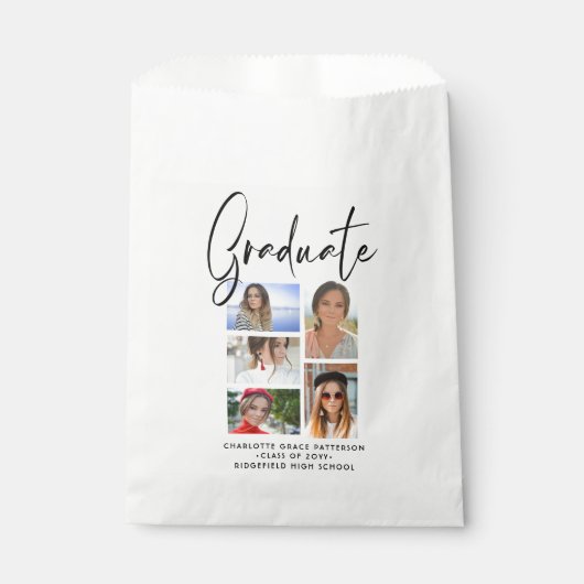 Elegantes Script Multi Foto Abschluss Graduate Geschenktütchen (Vorderseite)