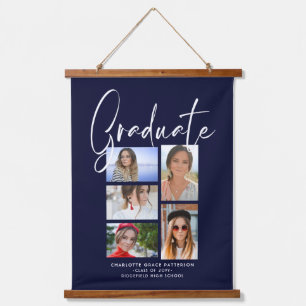 Elegantes Script Multi Foto Abschluss Graduate Han Wandteppich Mit Holzrahmen