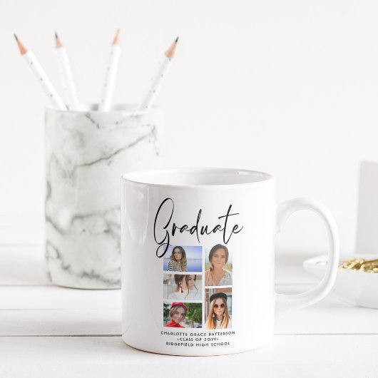 Elegantes Script Multi Foto Abschluss Graduate Kaffeetasse