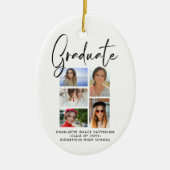Elegantes Script Multi Foto Abschluss Graduate Keramik Ornament (Vorne)