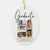 Elegantes Script Multi Foto Abschluss Graduate Keramik Ornament (Hinten)
