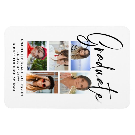 Elegantes Script Multi Foto Abschluss Graduate Magnet (Horizontal)