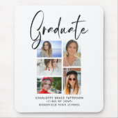 Elegantes Script Multi Foto Abschluss Graduate Mousepad (Vorne)