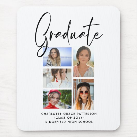 Elegantes Script Multi Foto Abschluss Graduate Mousepad (Vorne)