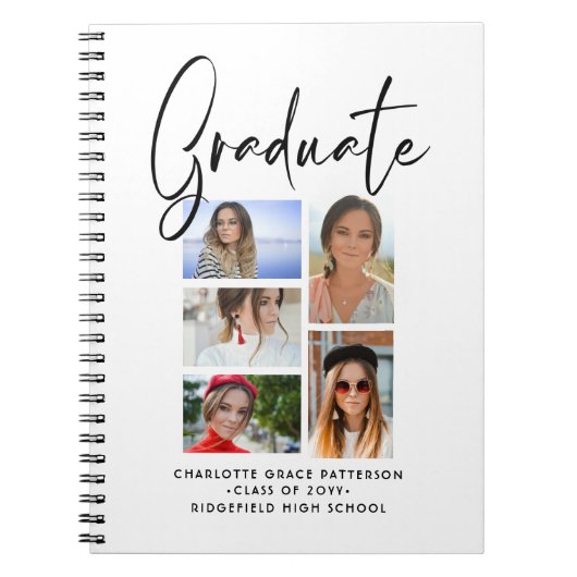 Elegantes Script Multi Foto Abschluss Graduate Notizblock (Vorderseite)
