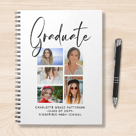 Elegantes Script Multi Foto Abschluss Graduate Notizblock