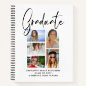 Elegantes Script Multi Foto Abschluss Graduate Notizblock (Vorderseite)