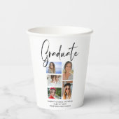 Elegantes Script Multi Foto Abschluss Graduate Pappbecher (Rückseite)