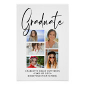 Elegantes Script Multi Foto Abschluss Graduate Poster (Vorderseite)