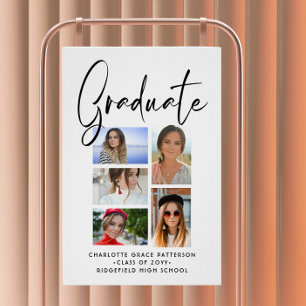 Elegantes Script Multi Foto Abschluss Graduate Poster