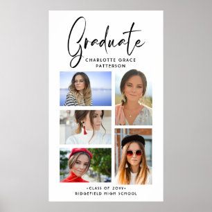 Elegantes Script Multi Foto Abschluss Graduate Poster