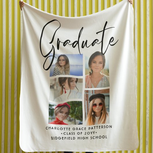 Elegantes Script Multi Foto Abschluss Graduate Sherpadecke