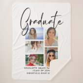 Elegantes Script Multi Foto Abschluss Graduate Sherpadecke (Vorderseite)