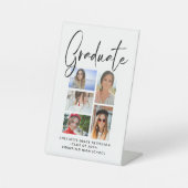 Elegantes Script Multi Foto Abschluss Graduate Sockelschild (Vorderseite)