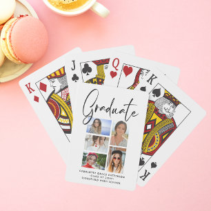 Elegantes Script Multi Foto Abschluss Graduate Spielkarten