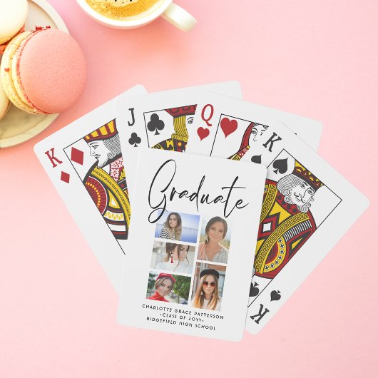 Elegantes Script Multi Foto Abschluss Graduate Spielkarten