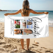 Elegantes Script Multi Foto Abschluss Graduate Strandtuch