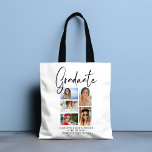 Elegantes Script Multi Foto Abschluss Graduate Tasche<br><div class="desc">Elegant Script Multi Foto Abschluss Graduate Tragetaschen bietet fünf Ihrer Lieblings-Fotos Ihrer Uni oder High School Absolvent mit dem Wirblen modernen schwarzen kalligraphischen Skript-Overlay "Graduate". Einfach,  stilvoll und elegant. Erstellt von ©Evco Studio www.zazzle.com/store/evcostudio</div>