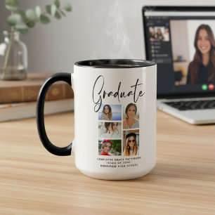 Elegantes Script Multi Foto Abschluss Graduate Tasse